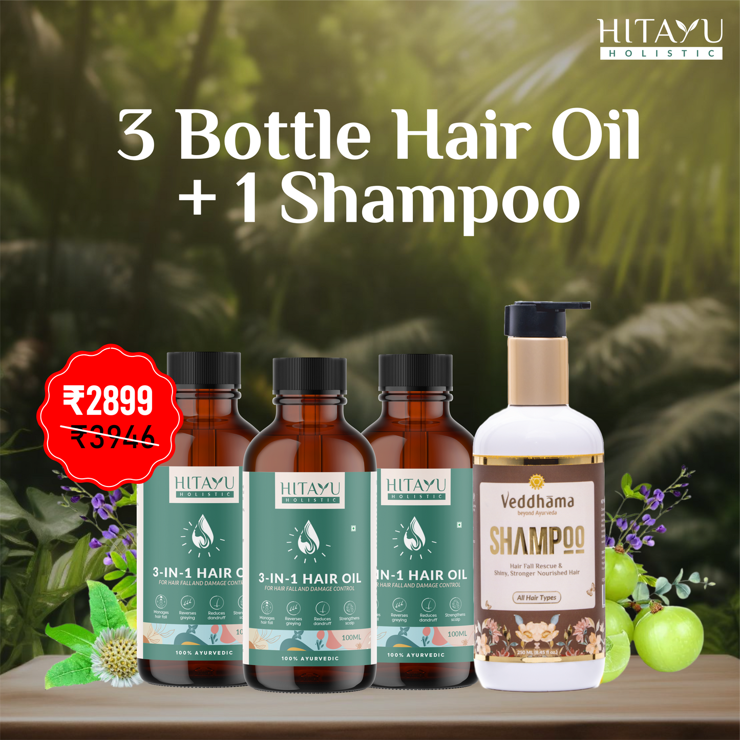 3‑in‑1 Ayurvedic Hair Oil