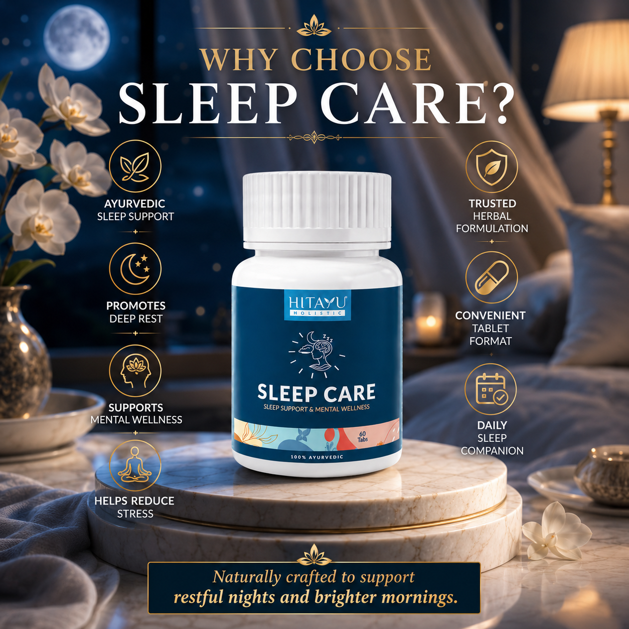 Sleep Care | Sleep Support & Mental Wellness | 60 Tablets