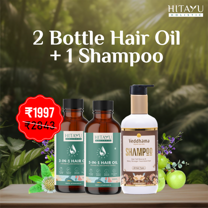 3‑in‑1 Ayurvedic Hair Oil | Chemical-Free | With 30+ Ayurvedic Herbs