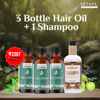 3‑in‑1 Ayurvedic Hair Oil | Chemical-Free | With 30+ Ayurvedic Herbs