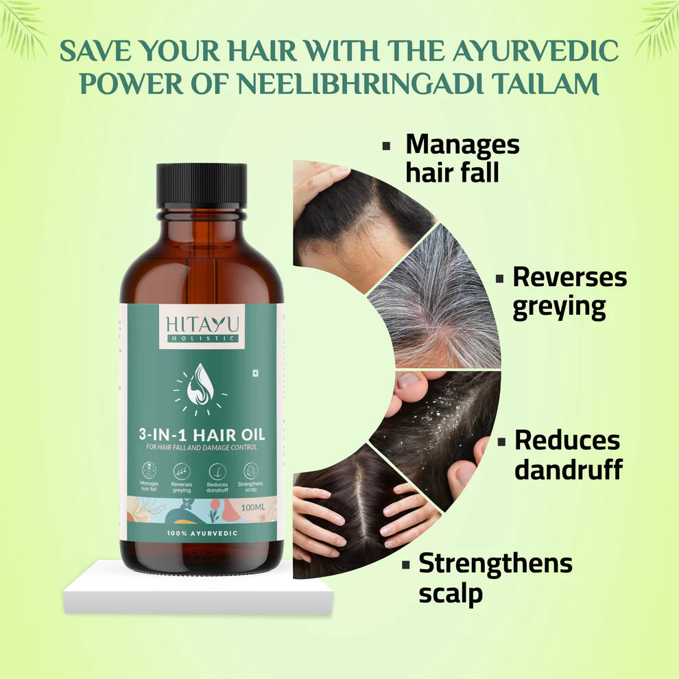 3‑in‑1 Ayurvedic Hair Oil