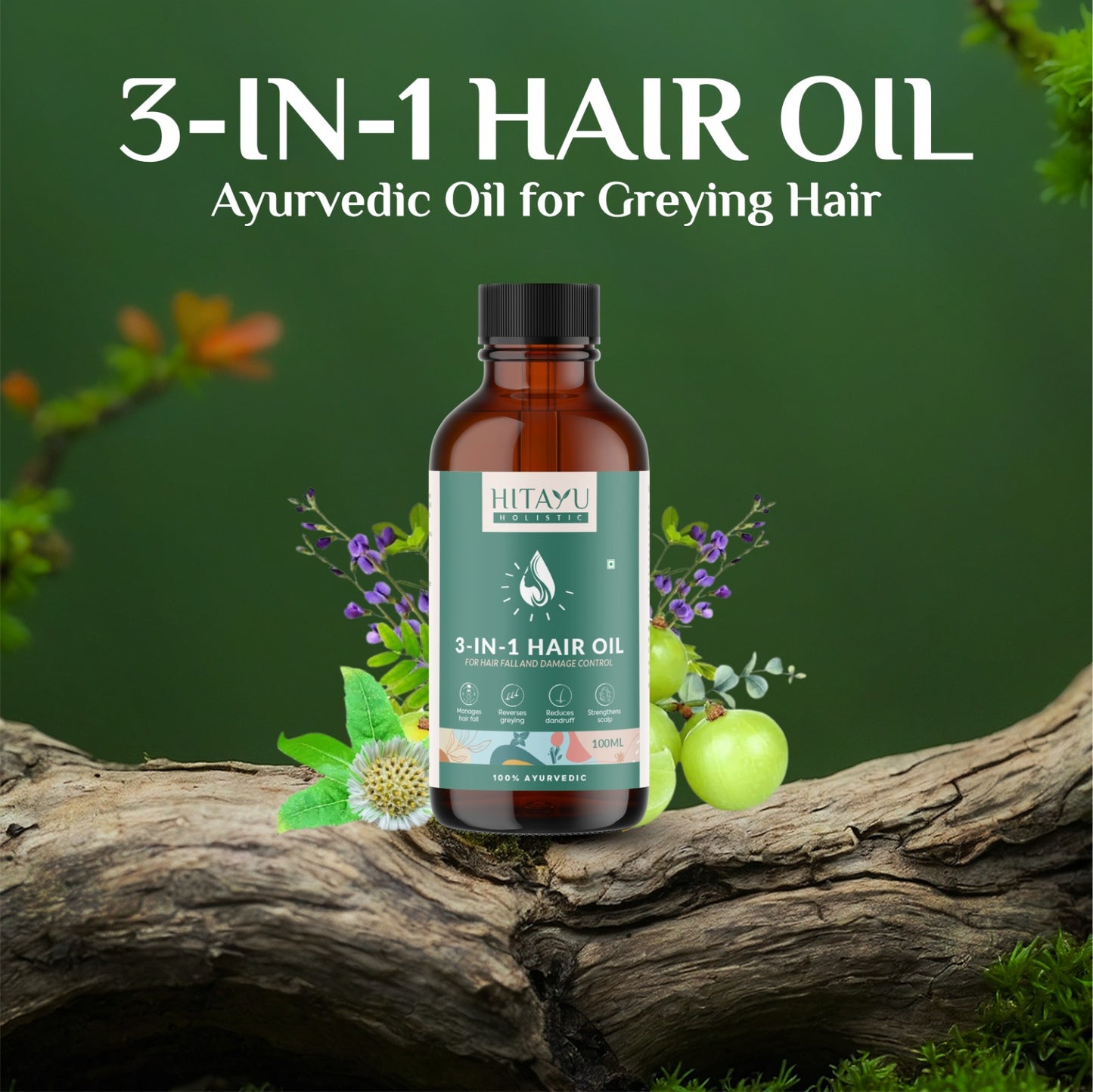 3‑in‑1 Ayurvedic Hair Oil