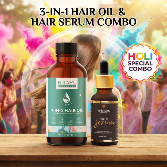 3-in-1 Ayurvedic Hair Oil + Veddhama Hair Serum | The Holi Hair Protection Combo